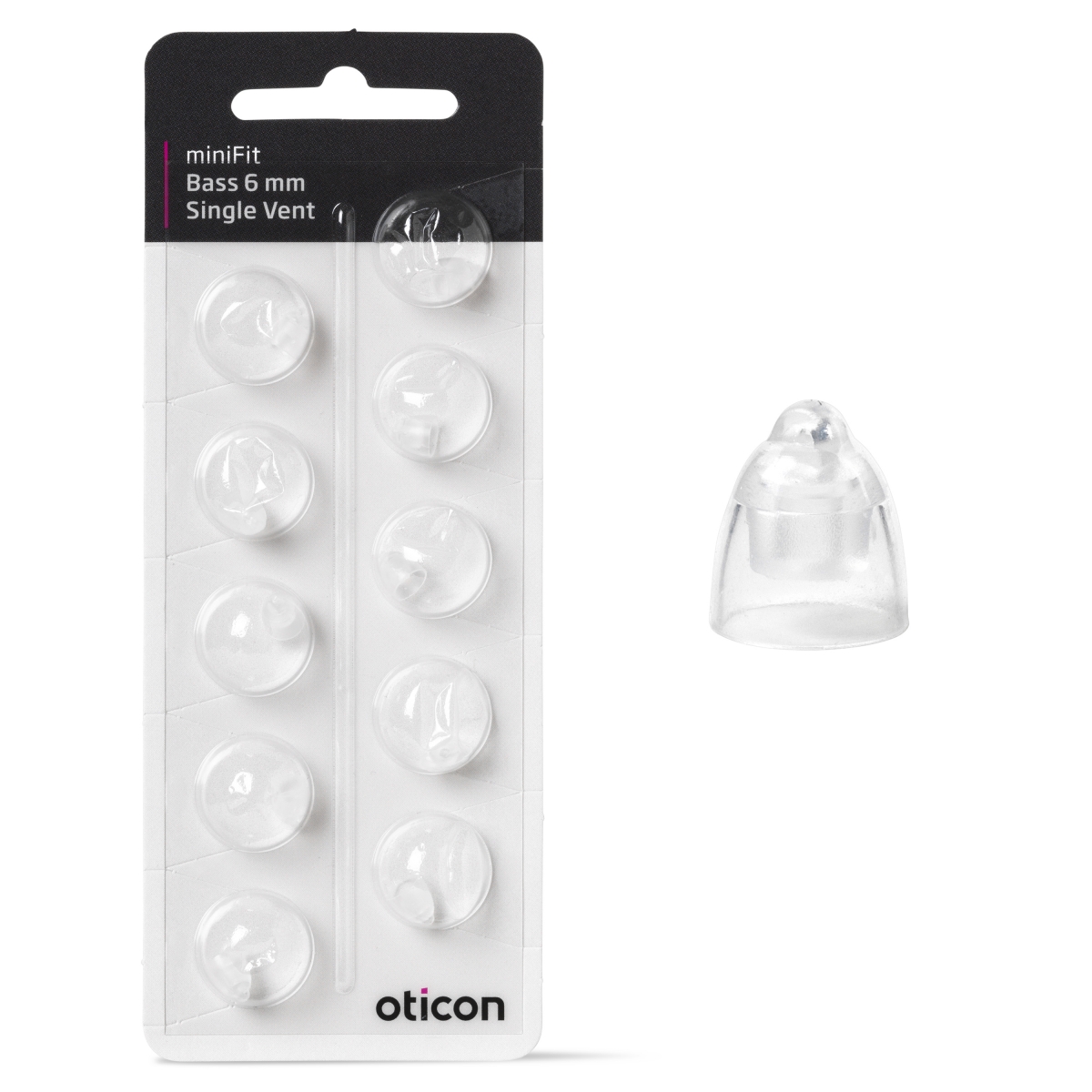 Se Oticon miniFit Bas-tip (single vent) 6mm hos Japebo.dk
