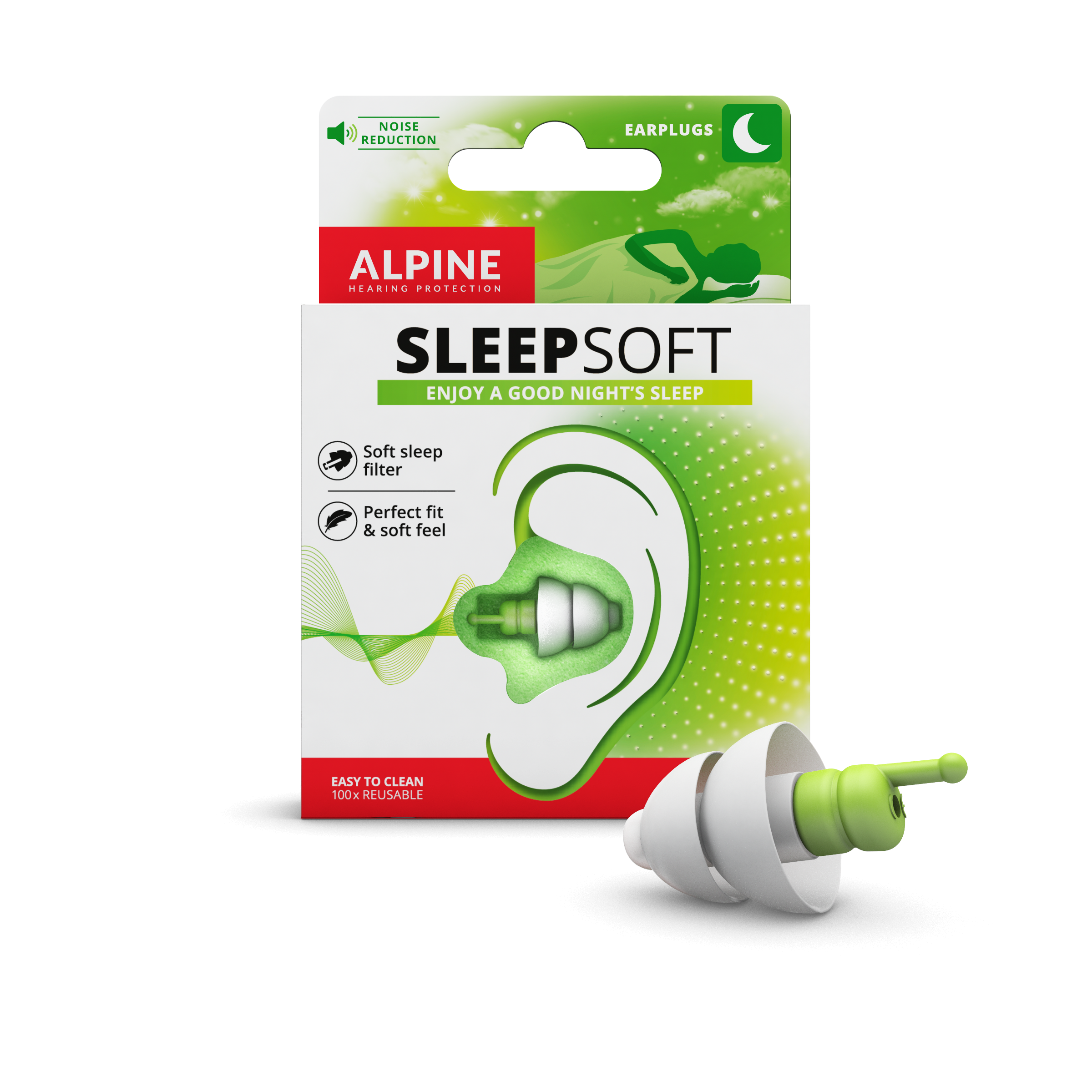 Sleepsoft Packshot met oordop los WIT2 - Bedste ørepropper mod snorken